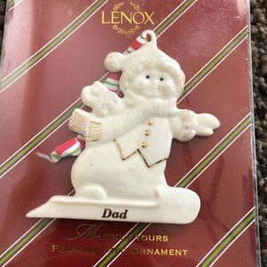New Lenox "Merrily Yours" Snowman Personalized "Dad" Christmas Ornament